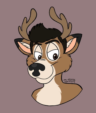 Jordan Knight deer furry headshot. Completed May 17, 2026 in Procreate.