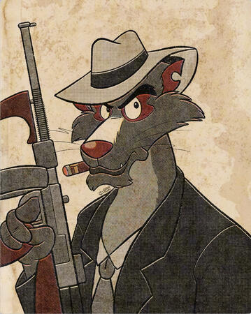 Art Fight attack for MafiaFanGirl of her OC, Sollozzo. This piece was colored using CMYK halftones to get that retro effect. Completed July 2, 2026 using Procreate.